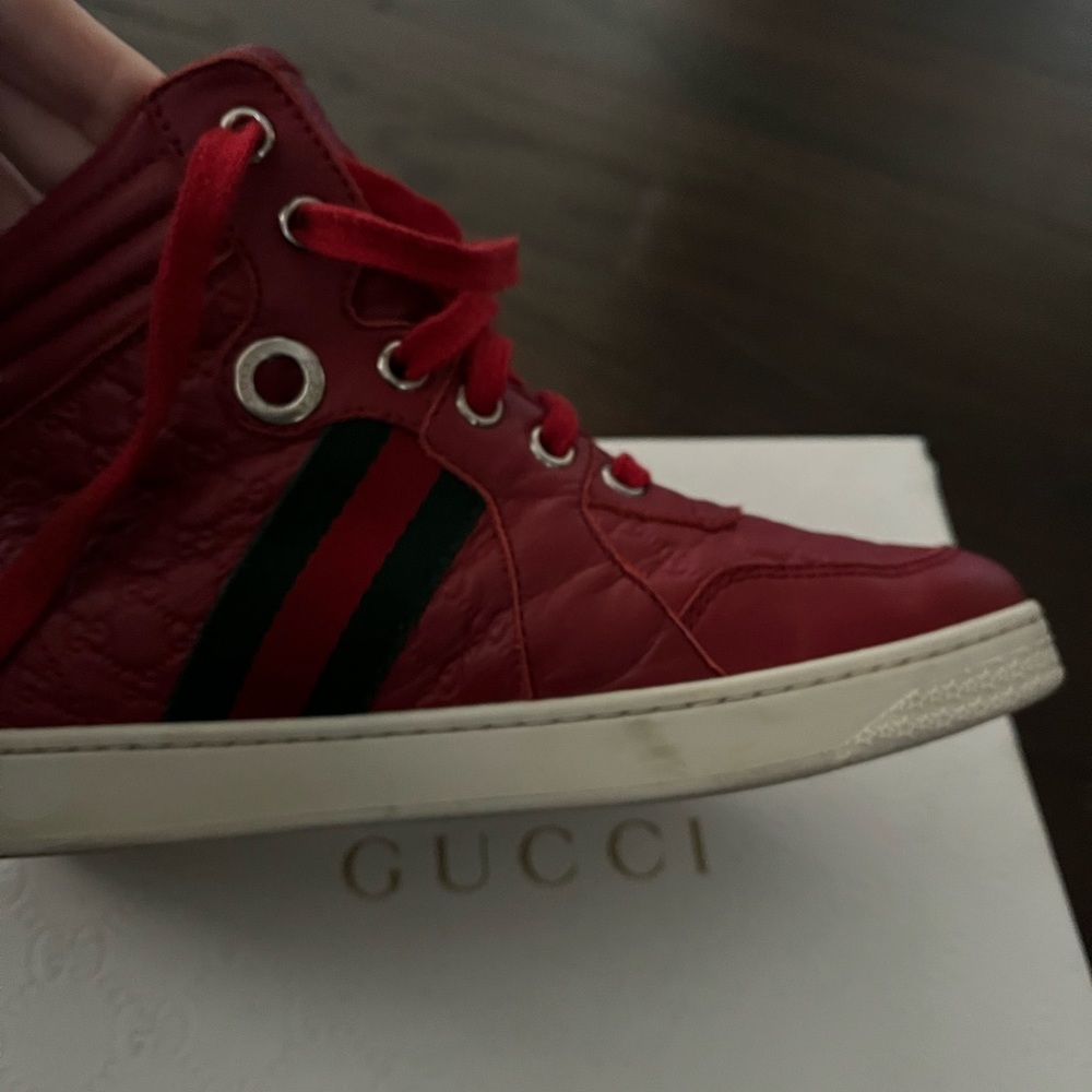 Authentic Gucci Kids Leather High Top Sneakers - Picture 6 of 8